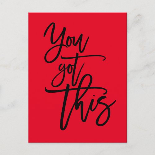 You Got This Motivational Quote Black On Red Postcard