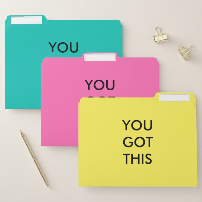 You Got This Motivational Quote Yellow Pink Teal File Folder (Set)