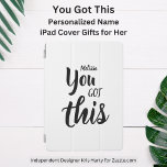 You Got This Personalized Name Black White iPad Air Cover<br><div class="desc">You Got This Personalized Name Black White iPad Cover. Doubt visits all of us on occasion. Who is the someone(s) you know that needs a dose of inspiration and encouragement? Gift them this message of can-do confidence with this contemporary and minimalistic design script typography reminding your special person, "You got...</div>