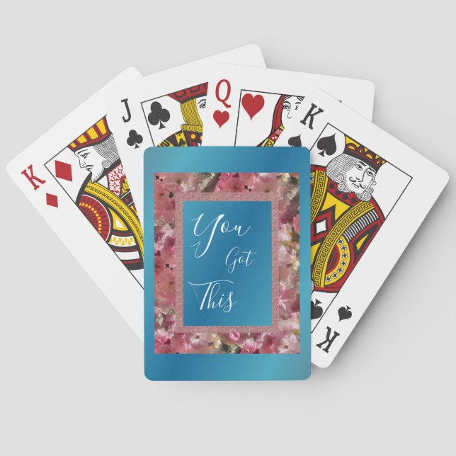You Got This Pink Spring Blossoms Inspirational  Poker Cards (Back)