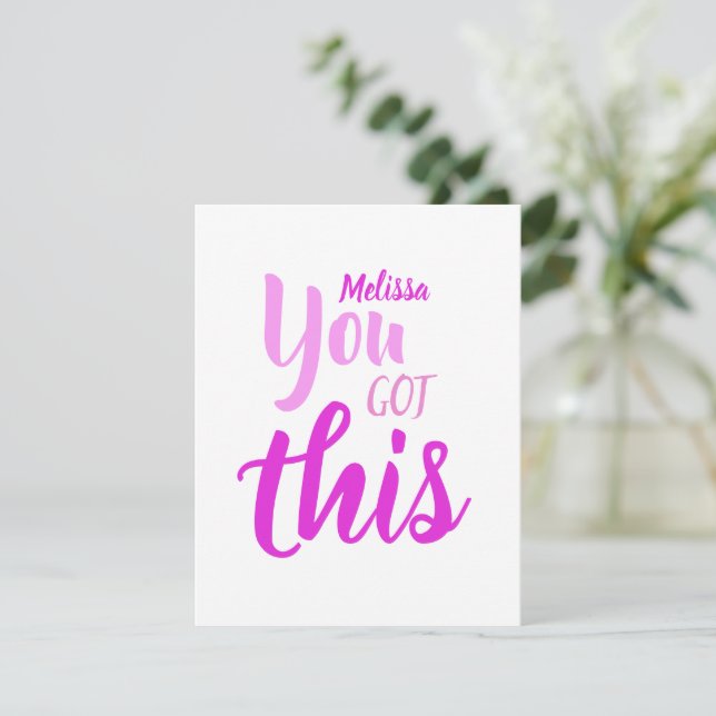 You Got This Quote Pink Personalized Name Flat Card (Standing Front)