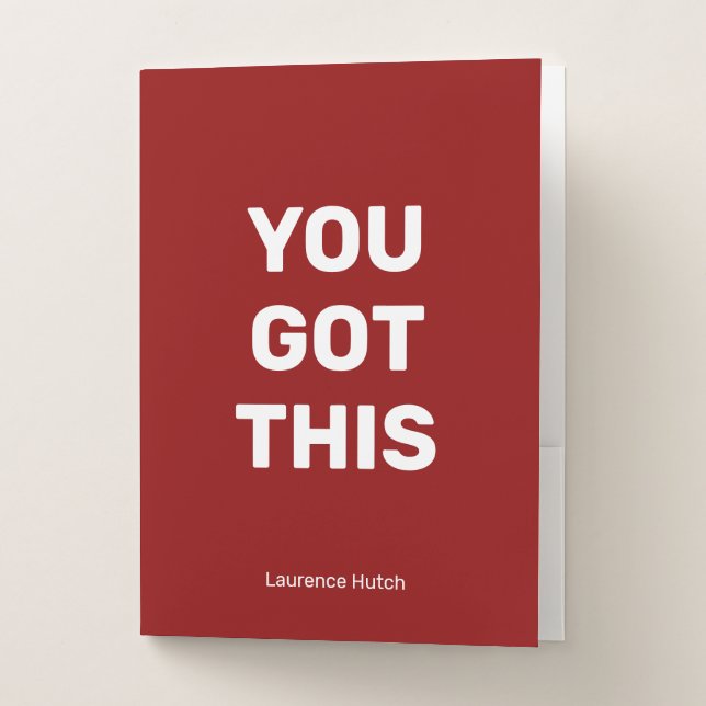 You Got This Red Minimalist Named  Pocket Folder (Front)