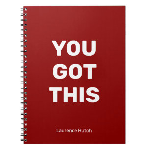 You Got This Red Minimalist Your Name Notebook