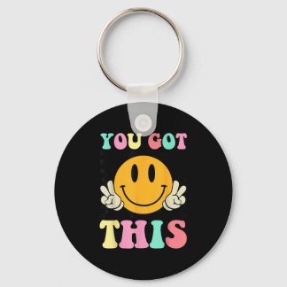 You Got This Retro Smile Motivational Testing Day  Keychain