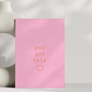 You Got This Simple Pink Typewriter Custom Quote Postcard