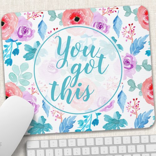 Custom Mousepads 8 You Got This Watercolor Floral Motivational Quote Mouse Pad
