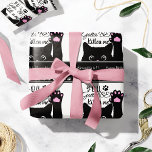 You Gotta Be Kitten Me Funny Cat Pattern Birthday Wrapping Paper<br><div class="desc">Add a cute cat touch to your birthday gift with this adorable cat wrapping paper that says "You Gotta Be Kitten Me." The cat is black and is holding up one of its paws. There is also a background pattern of white paw prints. Touches of pink complete the kitty look....</div>