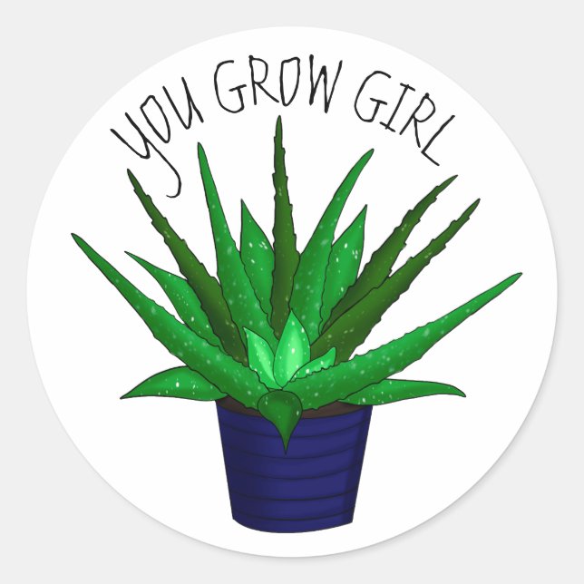 You Grow Girl | Funny Plant Pun Classic Round Sticker (Front)