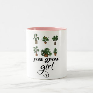 You Grow Girl funny plante lovers Two-Tone Coffee Mug