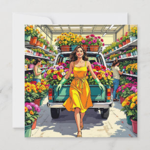 You Grow Girl Gardening Pun Card