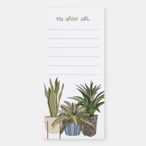 You Grow Girl Watercolor Plants Magnetic Notepad