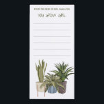 You Grow Girl Watercolor Plants Personalized Magnetic Notepad<br><div class="desc">Encourage someone today!</div>