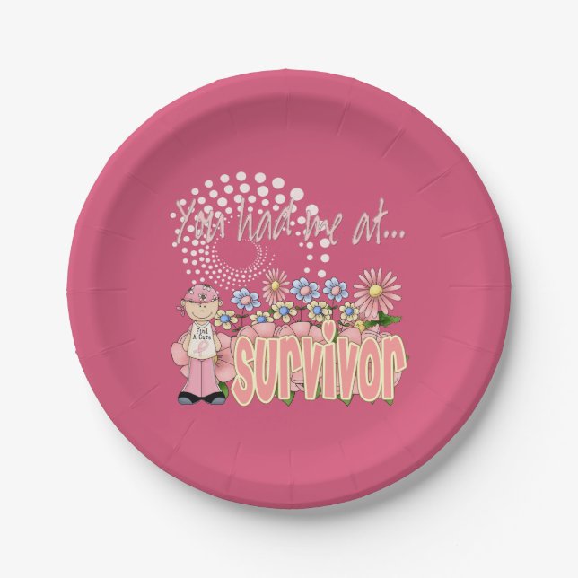 You Had Me At Cancer Survivor Paper Plates (Front)