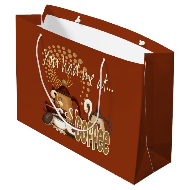 You Had Me At Coffee Large Gift Bag (Back Angled)