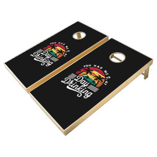 You Had Me At Day Drinking Funny Retro Beach  Cornhole Set
