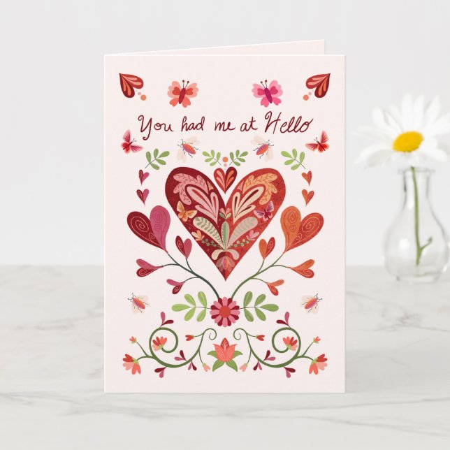 You Had Me at Hello - Romantic Love Valentines Day Card (Small Plant)