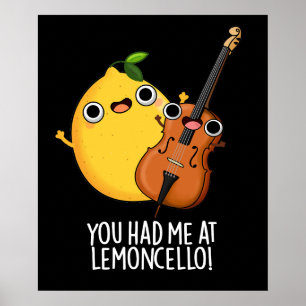 You Had Me At Lemon-cello Funny Drink Pun Dark BG Poster