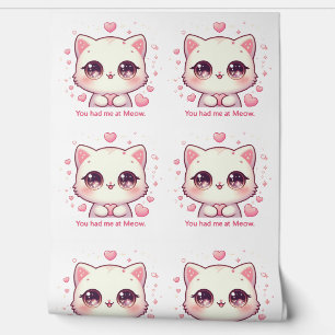 You Had Me at Meow Kawaii Cat Cute Pastel Home Wallpaper