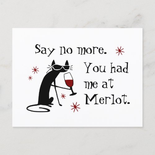 You Had Me at Merlot Funny Wine Pun Postcard