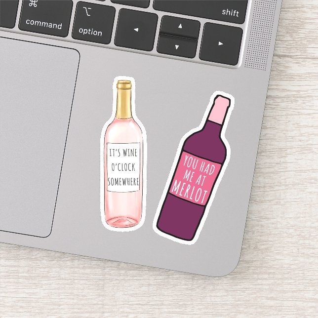 You Had Me At Merlot / It's Wine O'Clock Somewhere Sticker (Detail)