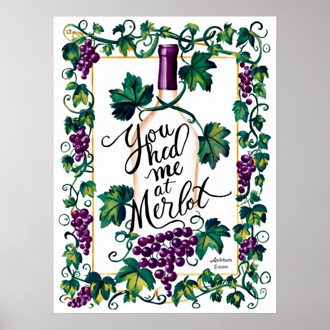 You Had Me At Merlot Wine Lover Custom Poster (Front)