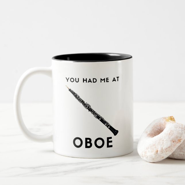 You had me at Oboe Funny oboist humor Two-Tone Coffee Mug (With Donut)