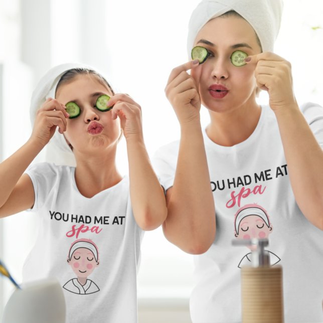 You Had Me At Spa Black Pink Text Girl Face T-Shirt (Creator Uploaded)