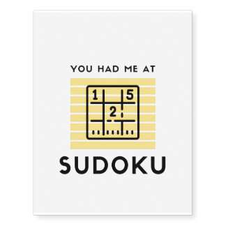 You had me at sudoku temporary tattoos
