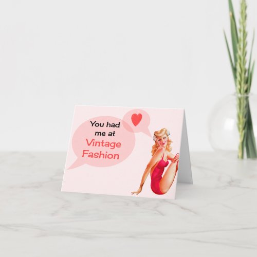 You Had Me at Vintage Fashion Woman Thank You Card