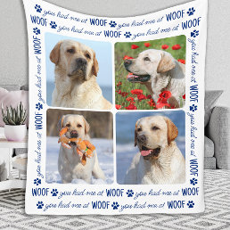 You Had Me At WOOF Personalized Dog Lover 4 Photo Fleece Blanket