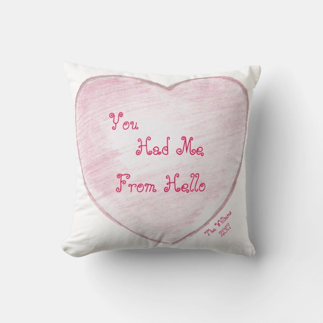 You Had me From Hello Paper Heart Throw Pillow (Front)