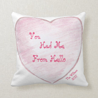 You Had me From Hello Paper Heart Throw Pillow