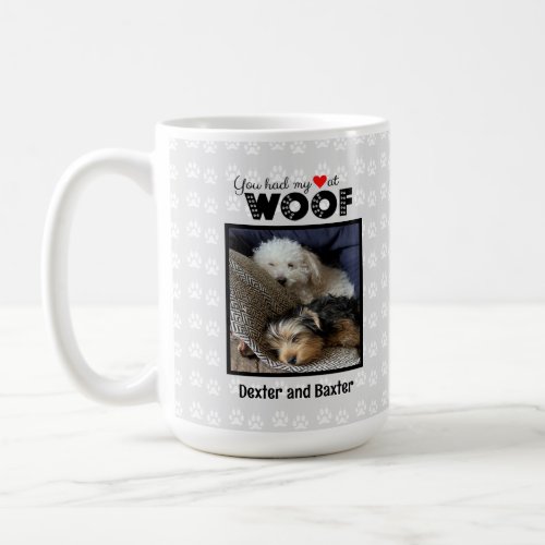 You Had My Heart At Woof Custom Name Photo Dog Coffee Mug