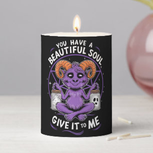 You Have a Beautiful Soul Satanic Baphomet  Pillar Candle