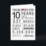 You Have Been Loved 10th Birthday Card<br><div class="desc">This birthday card is the perfect way to show just how long you have loved someone on their birthday. Mark that special day with a milestone birthday card.</div>