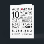 You Have Been Loved 10th Birthday Card<br><div class="desc">This birthday card is the perfect way to show just how long you have loved someone on their birthday. Mark that special day with a milestone birthday card.</div>
