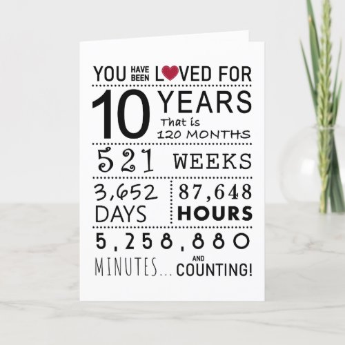 You Have Been Loved 10th Birthday Card