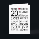 You Have Been Loved 20th Birthday Card<br><div class="desc">This birthday card is the perfect way to show just how long you have loved someone on their birthday. Mark that special day with a milestone birthday card.</div>