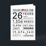 You Have Been Loved 26th Birthday Card<br><div class="desc">This birthday card is the perfect way to show just how long you have loved someone on their birthday. Mark that special day with a milestone birthday card.</div>