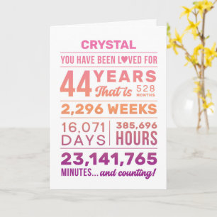 You Have Been Loved 44 Years, Custom Name Birthday Card