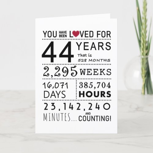 You Have Been Loved 44th Birthday Card