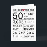 You Have Been Loved 50th Birthday Card<br><div class="desc">This birthday card is the perfect way to show just how long you have loved someone on their birthday. Mark that special day with a milestone birthday card.</div>