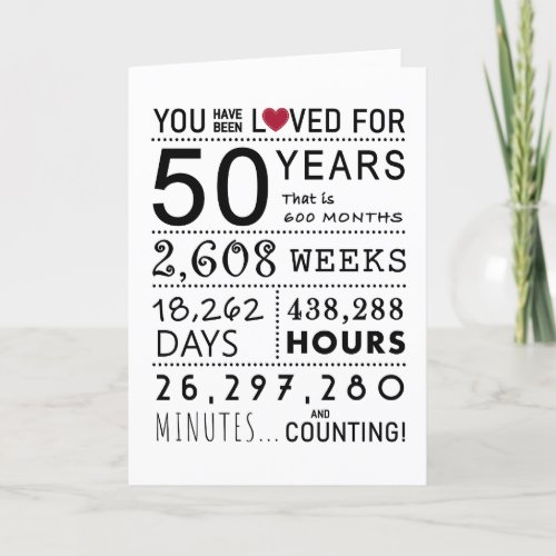 You Have Been Loved 50th Birthday Card