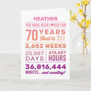 You Have Been Loved 70 Years, Custom Name Birthday Card