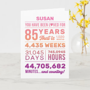 You Have Been Loved 85 Years, Custom Name Birthday Card
