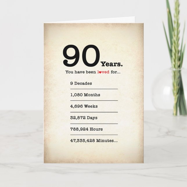 You Have Been Loved 90 Years, Birthday Card (Front)