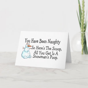 You Have Been Naughty Snowmans Poop Holiday Card