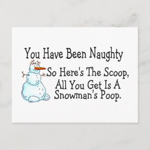 You Have Been Naughty Snowmans Poop Postcard