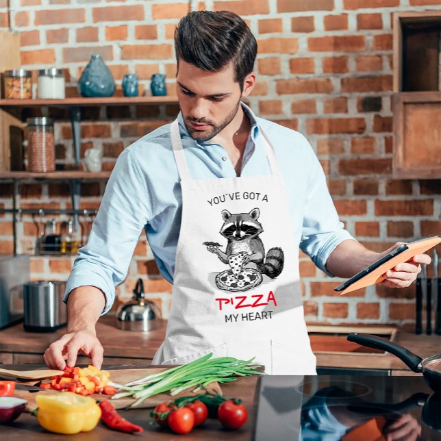 You Have Got A Pizza My Heart | Raccoon  Apron (#PizzaMyHeart #foodlovergift #raccoonlovergift #raccooneatingpizza)