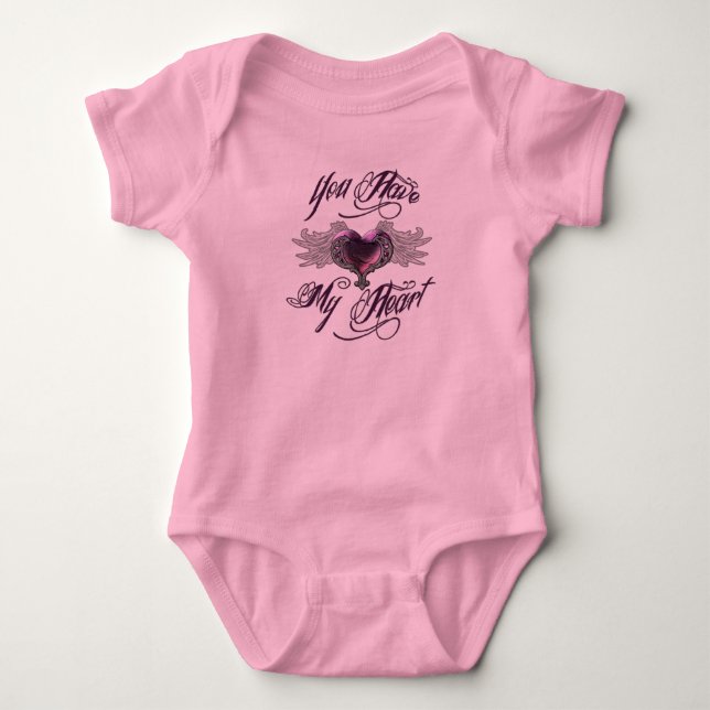 You Have My Heart Pink Baby Bodysuit (Front)